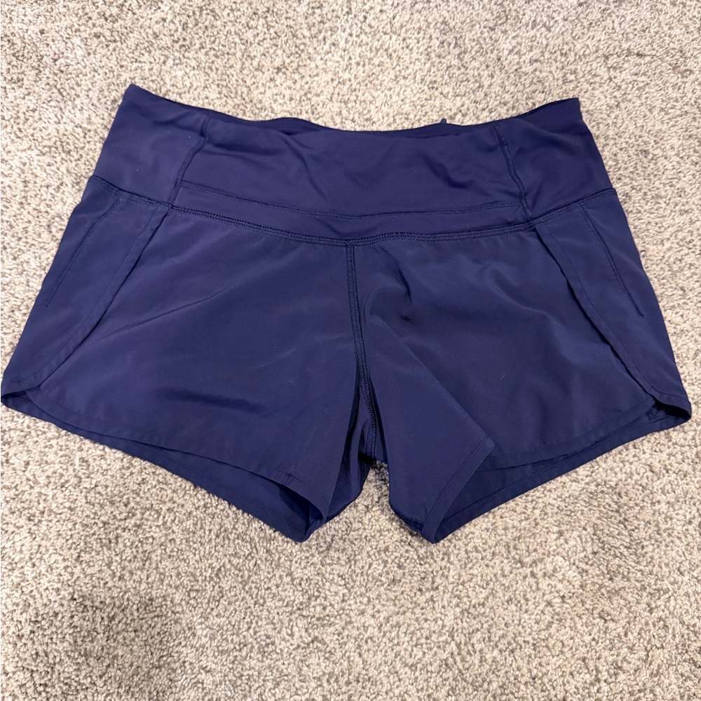 lululemon athletica Hottie Hot Navy Performance Running Shorts 4 inch